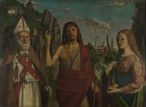 Saint Zeno, Saint John the Baptist and a Female Martyr, c. 1495. Artist: Montagna, Bartolomeo (1449-1523)