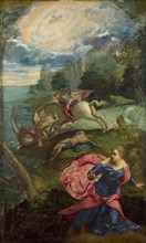 Saint George and the Dragon, ca 1555. Artist: Tintoretto, Jacopo (1518-1594)