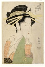 Tsukasa Dayu of Higashi Ogiya in Osaka's Shinmachi District, c. 1800. Artist: Choki, Eishosai (active ca. 1780-1809)