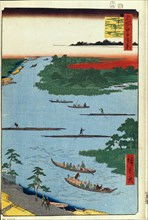 The mouth of the Nakagawa River (One Hundred Famous Views of Edo), 1856-1858. Artist: Hiroshige, Utagawa (1797-1858)