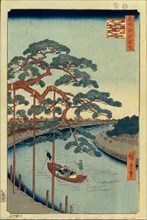 Five Pines and the Onagi Canal (One Hundred Famous Views of Edo), 1856-1858. Artist: Hiroshige, Utagawa (1797-1858)