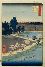Azuma no mori Shrine and the Entwined Camphor (One Hundred Famous Views of Edo), 1856-1858. Artist: Hiroshige, Utagawa (1797-1858)