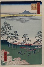 View to the North from Asukayama (One Hundred Famous Views of Edo), 1856-1858. Artist: Hiroshige, Utagawa (1797-1858)