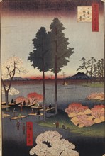 Suwa Bluff in Nippori (One Hundred Famous Views of Edo), 1856-1858. Artist: Hiroshige, Utagawa (1797-1858)
