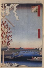 Asakusa River, Miyato River, Great Riverbank (One Hundred Famous Views of Edo), 1856-1858. Artist: Hiroshige, Utagawa (1797-1858)