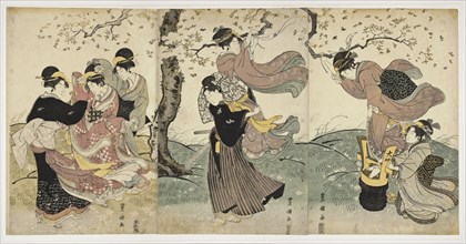 Flowers in the Wind, c. 1797-1800. Artist: Toyokuni, Utagawa (1769-1825)