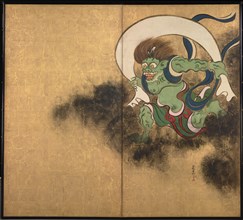 The Wind God. Right part of two-fold screens Wind God and Thunder God, Early 18th cen.. Artist: Korin, Ogata (1658-1716)