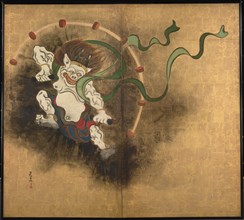The Thunder God. Left part of two-fold screens Wind God and Thunder God, Early 18th cen.. Artist: Korin, Ogata (1658-1716)