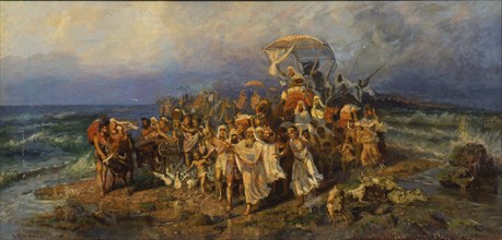 The Israelites crossing of the Red Sea, Second Half of the 19th cen.. Artist: Kotarbinsky, Vasilii (Wilhelm) Alexandrovich (1849-1921)