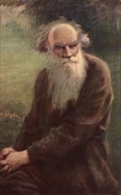 Portrait of the author Leo N. Tolstoy (1828-1910), 1910. Artist: Styka, Jan (1858-1925)