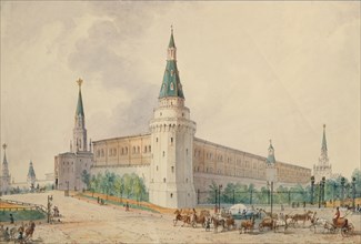 The Resurrection Square and the Alexander Garden in Moscow. Artist: Vivien, Joseph (1793-1852)