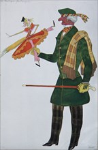 Englishman. Costume design for the ballet The Magic Toy Shop by G. Rossini, 1919. Artist: Bakst, Léon (1866-1924)
