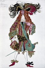 Galisson. Costume design for the ballet Sleeping Beauty by P. Tchaikovsky, 1921. Artist: Bakst, Léon (1866-1924)