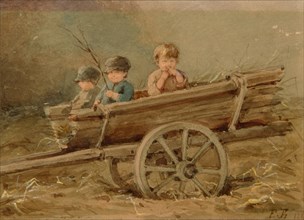 Children in a telega, 1882. Artist: Bem, Elizaveta Merkuryevna (1843-1914)
