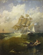 44-gun frigate Aurora, 1844. Artist: Borispolets, Platon Timofeyevich (1805-1880)