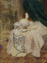 Portrait of Maria Buteneva with Daughter Maria, 1835. Artist: Briullov, Karl Pavlovich (1799-1852)