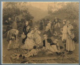 Landowner Tea Party. Artist: Dmitriev-Orenburgsky, Nikolai Dmitrievich (1837-1898)