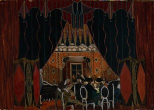 Stage design for the theatre play The Masquerade by M. Lermontov, 1917. Artist: Golovin, Alexander Yakovlevich (1863-1930)