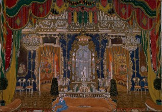 Stage design for the theatre play The Masquerade by M. Lermontov, 1917. Artist: Golovin, Alexander Yakovlevich (1863-1930)