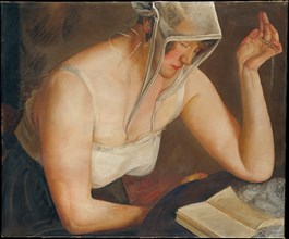 Woman Reading, c. 1922. Artist: Grigoriev, Boris Dmitryevich (1886-1939)
