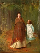 In the Park. Portrait of the Artist's Wife and Daughter, 1875. Artist: Kramskoi, Ivan Nikolayevich (1837-1887)
