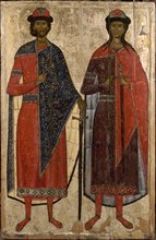 Saints Boris and Gleb, Mid of the 14th cen.. Artist: Russian icon