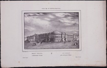 Views of Saint Petersburg. View of the Senate building from the Saint Isaac's Bridge, 1833. Artist: Sadovnikov, Vasily Semyonovich (1800-1879)