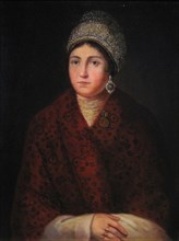 Vasilisa Kozhina, 1813. Artist: Smirnov, Alexander F. (Early 19th cen.)