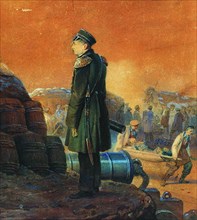 Admiral Pavel Nakhimov on the Bastion, 1855. Artist: Timm, Vasily (George Wilhelm) (1820-1895)