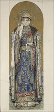 Saint Olga, Princess of Kiev (Study for frescos in the St Vladimir's Cathedral of Kiev), 1884-1889. Artist: Vasnetsov, Viktor Mikhaylovich (1848-1926)