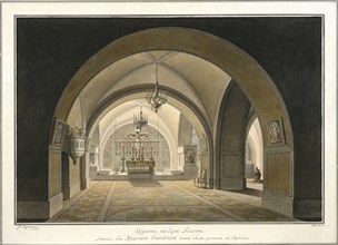 Interior of the Church of the Holy Sepulchre at the site of Golgotha, 1821. Artist: Vorobyev, Maxim Nikiphorovich (1787-1855)