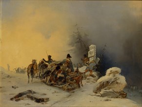 The withdrawal of the French troops from Russia, 1846. Artist: Willewalde, Gottfried (Bogdan Pavlovich) (1818-1903)