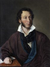Portrait of the author Alexander S. Pushkin (1799-1837) Copy after V. Tropinin, 1827. Artist: Yelagina, Avdotya Petrovna (1789-1877)