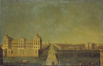 View of the Nevsky Prospekt from the Anichkov Palace with the Shuvalov's House, Second Half of the 18th cen.. Artist: Anonymous