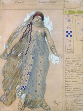 Phaedra. Costume design for the drama Hippolytus by Euripides, 1902. Artist: Bakst, Léon (1866-1924)