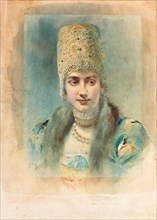 Portrait of a Girl Wearing a Kokoshnik, 1890. Artist: Bakst, Léon (1866-1924)