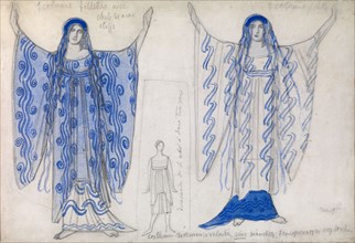 Phaedra. Costume design for the drama Phaedra (Phèdre) by Jean Racine, ca 1923. Artist: Bakst, Léon (1866-1924)