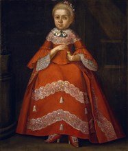 Portrait of Yekaterina Nikolayevna Tishinina as child, 1758. Artist: Berezin, Ivan Kozmich (1721-1784)