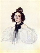 Portrait of Camilla Ivasheva (Le Dantieau) (1808-1839), wife of Decembrist Vasily Ivashev, 1831. Artist: Bestuzhev, Nikolai Alexandrovich (1791-1855)