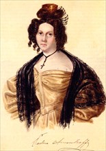 Portrait of Prasovya Annenkova (1800-1876), wife of Decembrist Iwan Annenkow, 1836. Artist: Bestuzhev, Nikolai Alexandrovich (1791-1855)