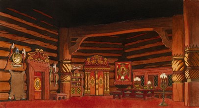 Stage design for the opera The Tsar's Bride by N. Rimsky-Korsakov, 1930. Artist: Bilibin, Ivan Yakovlevich (1876-1942)