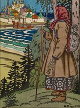 Peasant Girl. Illustration to the book Contes de l'Isba, 1931. Artist: Bilibin, Ivan Yakovlevich (1876-1942)