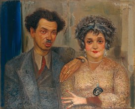 Portrait of the artist Nikiolai Remizov (1887-1975) with his wife, Between 1926 and 1933. Artist: Grigoriev, Boris Dmitryevich (1886-1939)