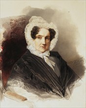 Portrait of Countess Anna Vladimirovna Bobrinskaya (1769-1846), 1837. Artist: Hau (Gau), Vladimir Ivanovich (1816-1895)