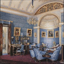 Interiors of the Winter Palace. The Boudoir of Empress Maria Alexandrovna, 1850s. Artist: Hau, Eduard (1807-1887)