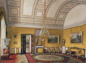 Interiors of the Winter Palace. The First Reserved Apartment. The Yellow Salon of Grand Princess Maria Nikolayevna, 1866. Artist: Hau, Eduard (1807-1887)