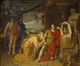 Priam tearfully supplicates Achilles, begging for Hector's body, 1824. Artist: Ivanov, Alexander Andreyevich (1806-1858)