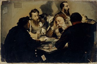 The Cardsharps, 1870s. Artist: Kalganov, Ivan Alexandrovich (1846-1888)