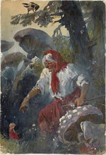 Baba Yaga, 1889. Artist: Karasin, Nikolai Nikolayevich (1842-1908)