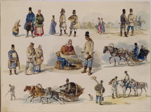 Folk Types of Russia, 1845. Artist: Kolmann, Karl Ivanovich (1786-1846)